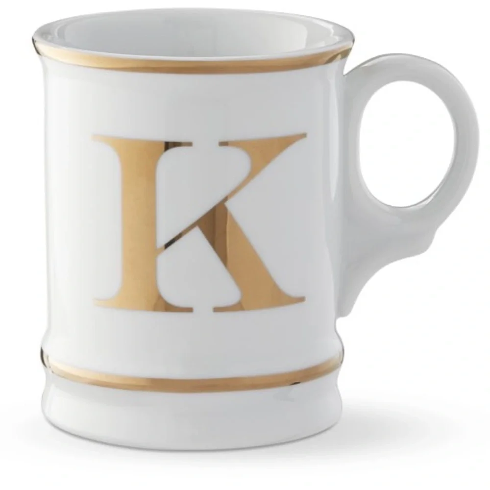 ☕️Williams Sonoma☕️Gold Monogram “K” Coffee Mug